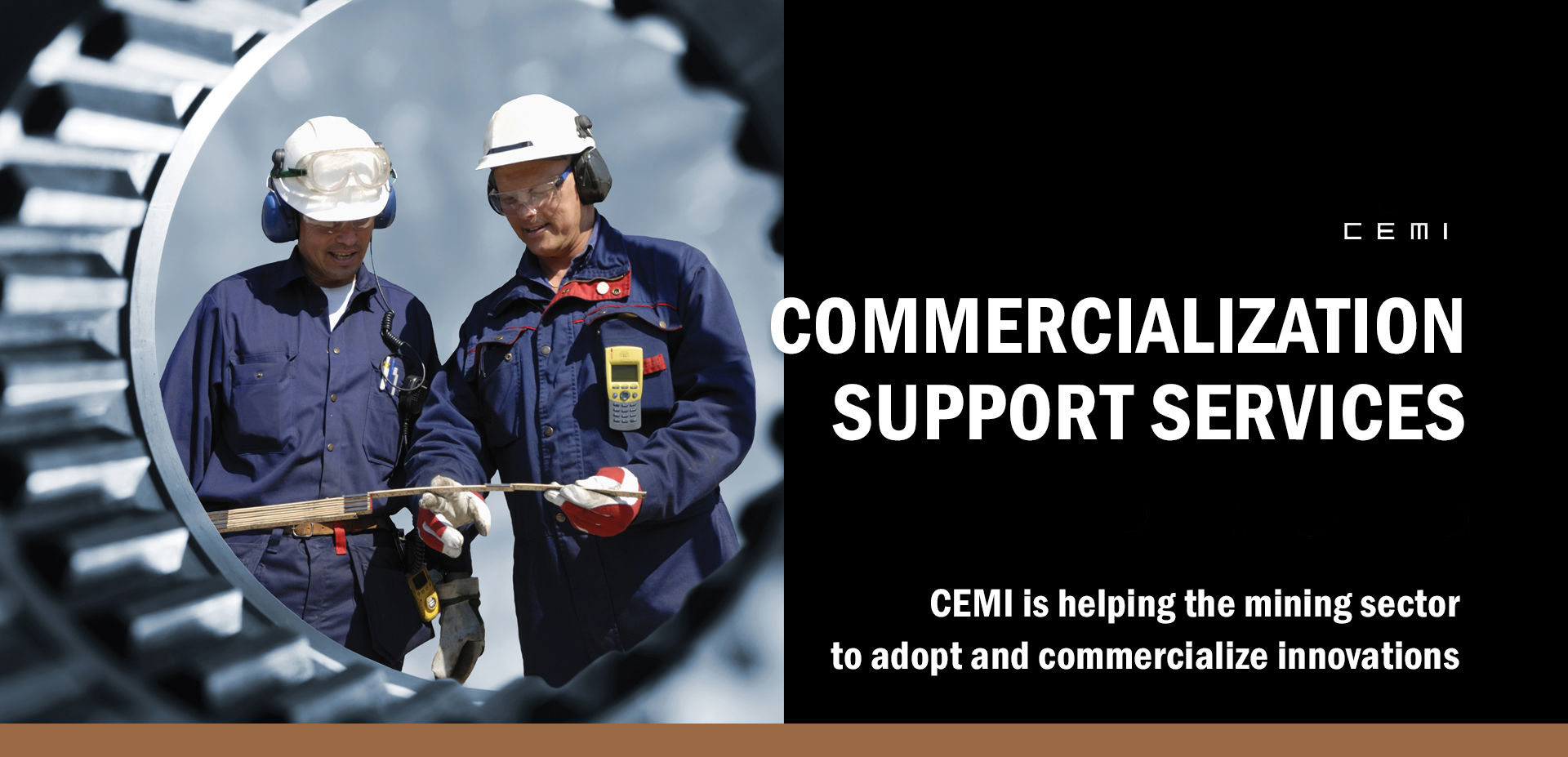 Archived CEMI Commercialization Support Services banner showing two mining professionals